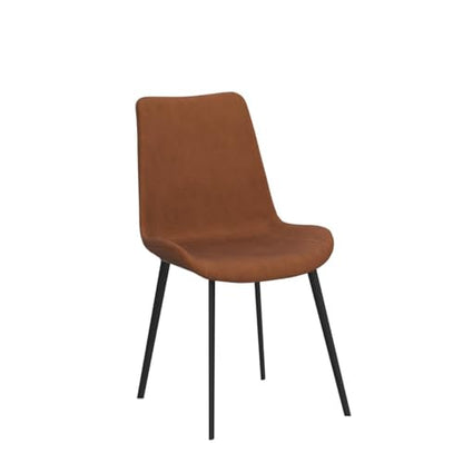 HIPIHOM Dining Chairs Set of 4, Modern Kitchen & Dining Room Chairs, Upholstered Faux Leather Cushion Seat and Sturdy Metal Legs (4 Brown Chairs) - color: Brown Chairs Set of 4