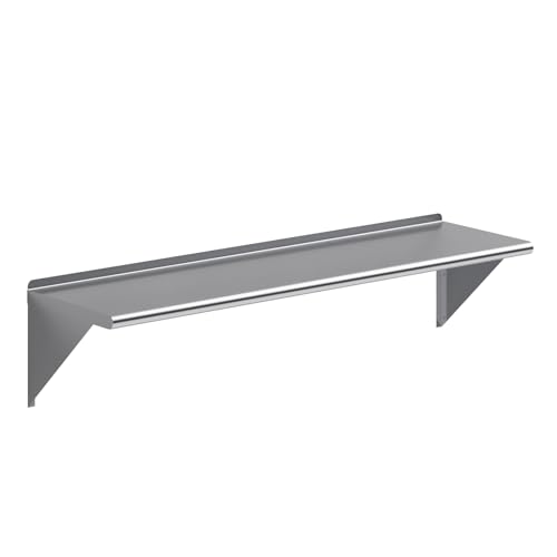 AmGood 16 in. x 60 in. Stainless Steel Wall Shelf | NSF | Metal Shelving | Garage, Laundry, Storage, Utility Room | Restaurant, Commercial Kitchen - size: 16 in. x 60 in.