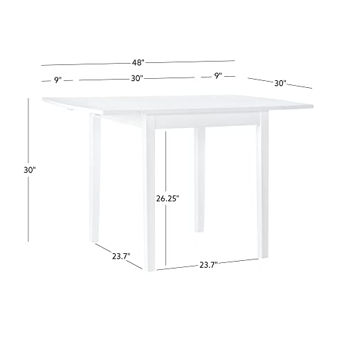 Linon Torino White 30" Square Drop Leaf Table - 30" X 48" Fully Extended - color: White