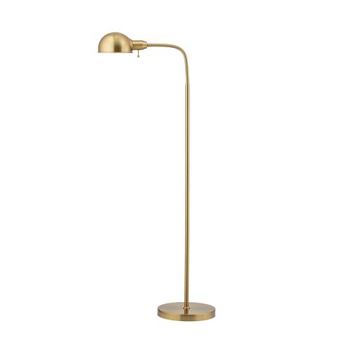 O'Bright Adjustable Floor Lamp with Flexible Gooseneck and Rotatable Shade, E26 Socket, 10-Inch Base - Ideal for Reading, Bedside, Living Room, Brushed Nickel - color: Antique Brass