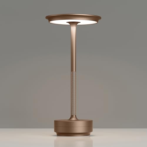 TBBGA 1 Pack Rechargeable Table Lamps Cordless, 5000mAh Outdoor Table Light | 3 Color Stepless Dimming Portable LED Table Lamp with Memory Function, for Home/Dinner/Patio/Restaurant.(Brown) - color: Brown-1