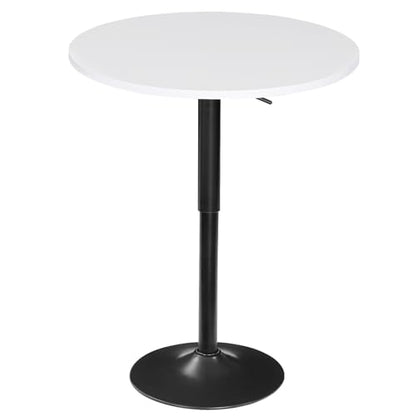 HOOBRO Bar Table, Height-Adjustable Round Pub Table 27-35.4 Inches with Sturdy Base, Modern Style, Easy to Assemble, Suitable for Small Space, White BW58BT01G1 - color: White