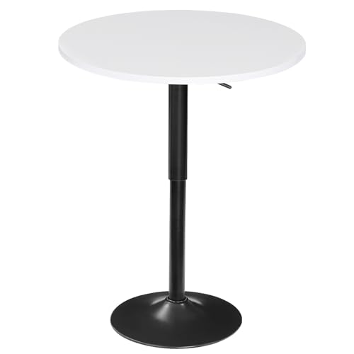 HOOBRO Bar Table, Height-Adjustable Round Pub Table 27-35.4 Inches with Sturdy Base, Modern Style, Easy to Assemble, Suitable for Small Space, White BW58BT01G1 - color: White