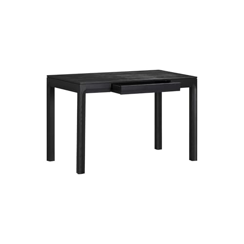 Flow Modern Wooden Rectangle Desk Table with Hidden Drawer – Waterproof & Heat Resistant, Burnt Black - color: Burnt Black, size: 47 Inch, style: Desk