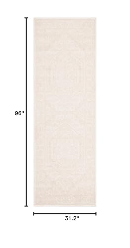 SAFAVIEH Adirondack Collection Runner Rug - 2'6" x 8', Ivory & Beige, Oriental Medallion Design, Non-Shedding & Easy to Clean, Ideal for Ideal for Hallway, Foyer, Kitchen, Entryway, Bedroom (ADR108E) - color: Ivory/Beige, size: 2'6" x 8' (Runner)