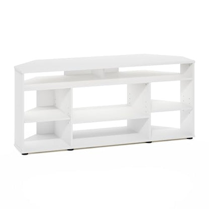 Furinno BESI TV Stand, No Tools Assembly Industrial Style Entertainment Center, TV Console for TV up to 46 Inch, for Living Room, Bedroom, White - color: White