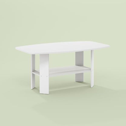 Gurney Coffee Table with Shelf for Living Room, White - color: White