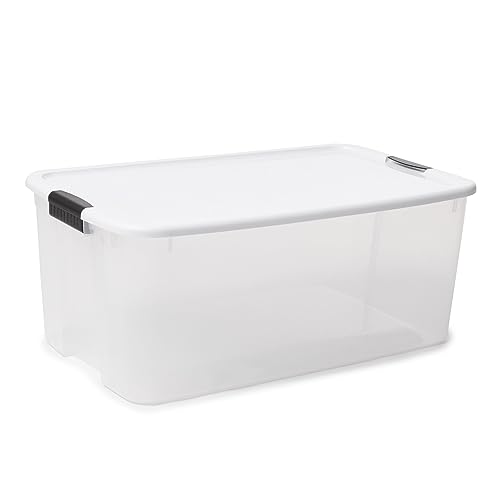 Sterilite 4-Pack Ultra Latching Box, Storage Bins with Lids, Clear Plastic, 116 Quart - Heavy-Duty Organizing Containers for Closet, Bathroom, and Office - size: 116 Quart