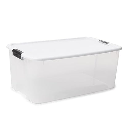 Sterilite 4-Pack Ultra Latching Box, Storage Bins with Lids, Clear Plastic, 116 Quart - Heavy-Duty Organizing Containers for Closet, Bathroom, and Office - size: 116 Quart