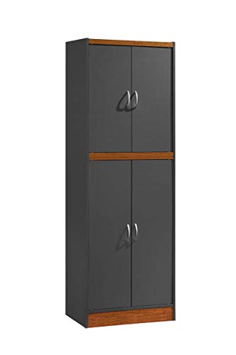 Hodedah 4-Door 4-Shelves, 5-Compartments Kitchen Pantry - color: Grey-oak