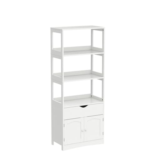 DICTAC Kitchen Pantry Storage Cabinets Freestanding Tall Bathroom Cabinet with Shelves and Drawer 64''H Sideboard Microwave Space Cupboard Organizer for Home Office,White, 23.62x13x64.06inch - size: 23.62x13x64.06inch