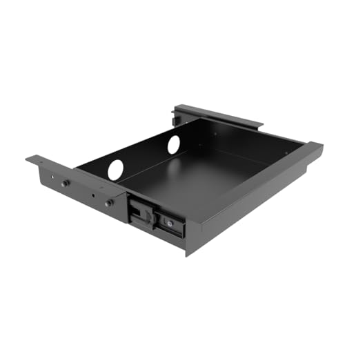 Under Desk Mounted Sliding Pull-out Drawer, W 15.3" x D 8.8" | Storage Organizer for Sit Stand Workstation, Metal, Black (Medium) - size: 1TierMedium