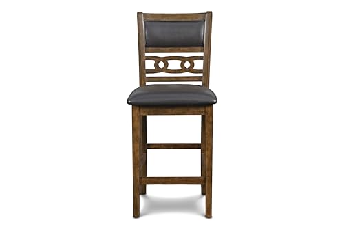 New Classic Furniture Gia 3-Piece Drop Leaf Counter Table Set with 2 Chairs, 42-Inch, Brown - color: Brown, size: Counter Set