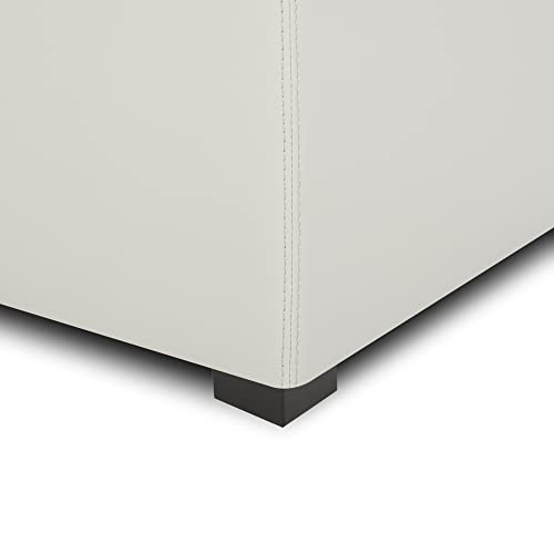 CHITA Storage Ottoman Cube with Tray Lid, Small Footstool with Storage, Square End Table for Living Room and Bedroom, Faux Leather in Light Gray - color: Light Gray