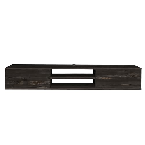 Black Floating TV Stand Under TV Shelf, Wall Mounted Shelf, Modern Floating Entertainment Center, 71" Large Storage Media Console Wall Unit for Living Room,Bedroom (Black Oak) - color: Black Oak