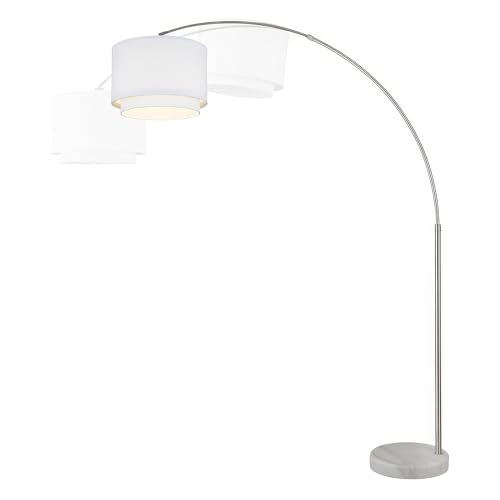 Major-Q Modern Arcing Floor Lamp - Tall Stand Up Arching Drum Shade - Large Contemporary Floor Lamp for Dining Rooms and Bedrooms - Corner Lamp for Office Lighting and Home Decor - color: Double-Shade-White