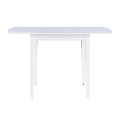 Torino Three Piece Drop Leaf Dining Set in White with Beige Upholstered Seats by Linon - color: White Set