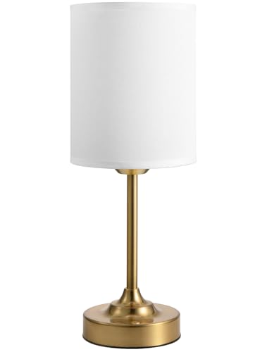 Rechargeable Table Lamp, Battery Operated, Touch Control, Brass, 1 Pack | 4000mAh Battery, USB-C Charging, 3000K Warm Light, Stepless Dimming, Brightness Memory, Up to 40 Hours, Small Table Lamp - color: White - Gold, size: 1 Pack 14.5in - Drum Shade