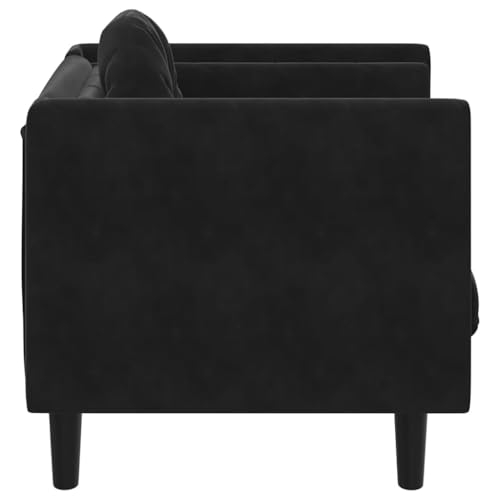 Velvet Sofa Chair with Removable Cushion, Black Velvet Upholstery, Solid Wood Frame, Single Seating Accent Chair for Living Room - color: Black, size: 1 & Sofa