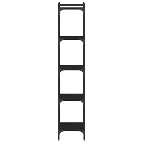 5-Tier Black Engineered Wood and Metal Bookcase, Tall Bookshelf for Living Room, Home, Office - color: Black/60.6", size: 15.7"