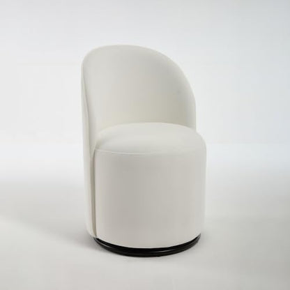 Penau Swivel Barrel Chair, Cream Velvet, Round Accent Seat | Velvet Upholstery, 360 Degree Swivel, Foam Cushion, Compact Indoor Seating, Dining Or Vanity Use