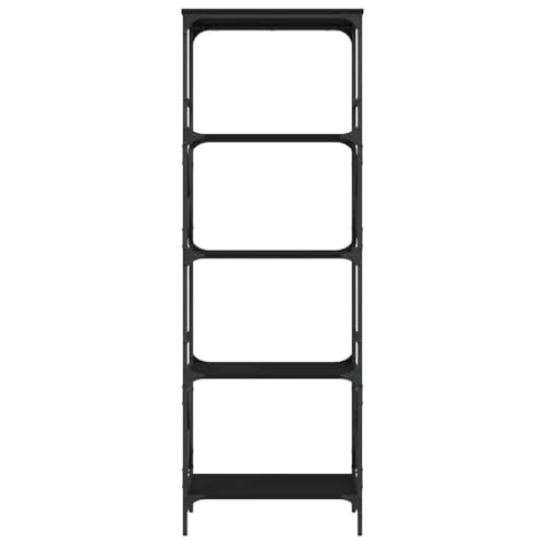 5-Tier Bookshelf Industrial Bookcase with Metal Frame, Tall Open Storage Display Shelving Unit for Living Room, Bedroom, Office, 23.2 x 13.8 x 67.3 Inches, Black - color: Black