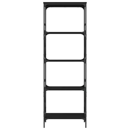 5-Tier Bookshelf Industrial Bookcase with Metal Frame, Tall Open Storage Display Shelving Unit for Living Room, Bedroom, Office, 23.2 x 13.8 x 67.3 Inches, Black - color: Black