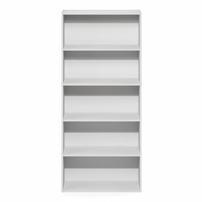 Furinno Jaya Book Shelf, 5-Tier Bookshelf, 52 Inch Tall Standing Bookcase with Adjustable Shelf, 9.5 x 23.6 x 52.6, for Home Office, Bedroom, Living Room, White - color: White, size: 5-Tier, 9.5 x 23.6 x 52.6