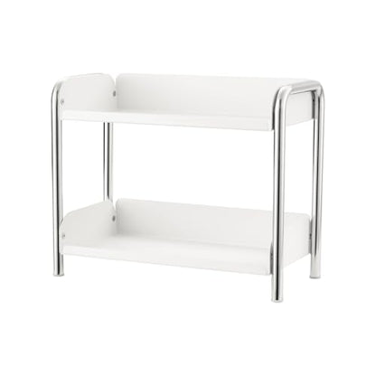 MOZIMABOX Cabinet Organizer Shelf, 2 Tier Kitchen Spice Rack Countertop Shelf Organizer, Stainless Steel Kitchen Storage Countertop Storage Shelf Container, (S, White) - size: S
