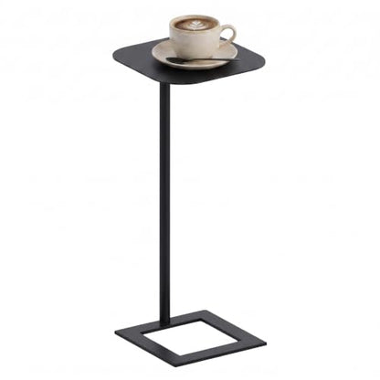 Modern Stable C Table End Table, 23.4" Tall, Medium, Black | C Shaped Side Table that Slides Under Sofa, Slim Under Couch Table, Industrial Coffee Tray Table for Living Room Bedroom - color: Black, size: Medium