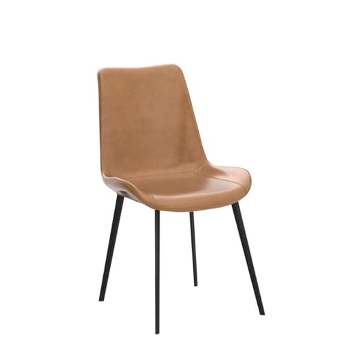 HIPIHOM Dining Chairs Set of 2, Modern Kitchen & Dining Room Chairs, Upholstered Faux Leather Cushion Seat and Sturdy Metal Legs (2 Brown Chairs) - color: Brown Chairs Set of 2