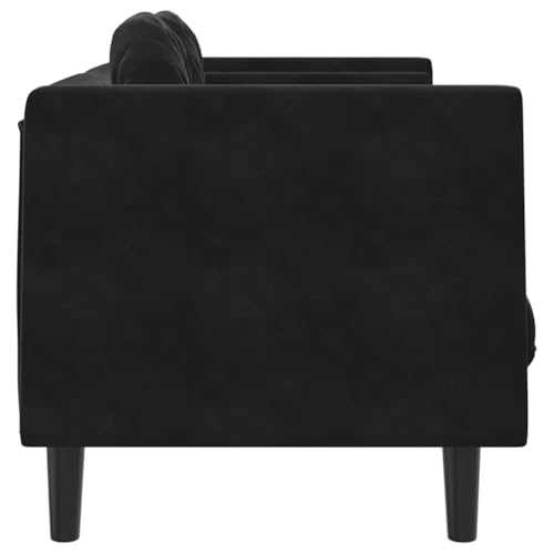 Black Velvet 2-Seater Sofa with Plywood Frame, Modern Design, Removable Cushions, 242.5 lb Capacity - color: Black, size: 1 & 2-Seater