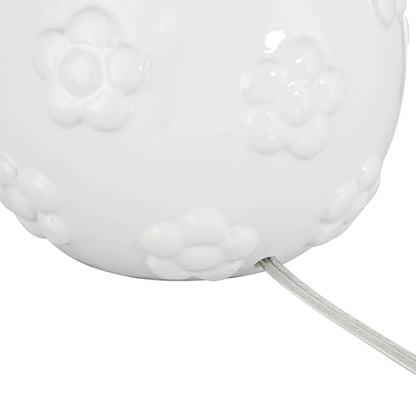 Arianna 16" Small Table Lamp White Flower Ceramic Accent Modern | Cottage Living Room Bedroom Bedside Nightstand House Office Home Family