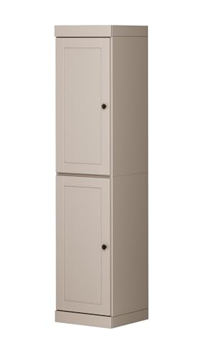 Solid Wood Kitchen Pantry - Narrow Storage Cabinet - Shaker Doors, Adjustable Shelves, Beige, 16.5" Wide x 71.5" Tall, 100% Eco-Friendly Wood, Modular Pantry Cabinet Systems - color: Beige, style: Shaker Doors