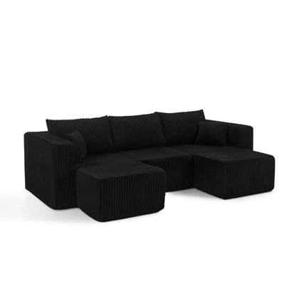 Geelife Compact Modular Sectional Sofa - Black - Minimalist Design - Family-Friendly - Space-Saving for Small Living Rooms