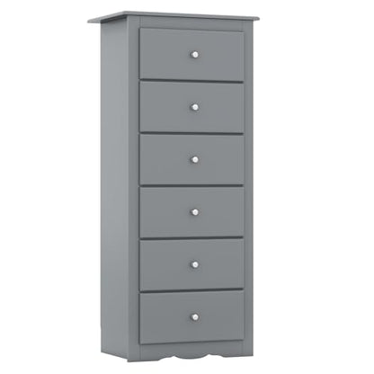 GIANTEX 6-Drawer Dresser for Bedroom, Wooden Chest of Drawers w/Metal Handles & Large Capacity, 16" D x 23" W x 53.5" H Clothes Organizer, Modern Tall Dresser for Bedroom, Entryway, Living Room - color: Grey