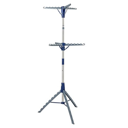 Honey-Can-Do 2-Tier Tripod Clothes Drying Rack, 73", Chrome Steel | 73" tall 2-tier tripod holds 30 garments and long dresses off the floor. Chrome steel resists rust; folds compact. - style: 2 Tier