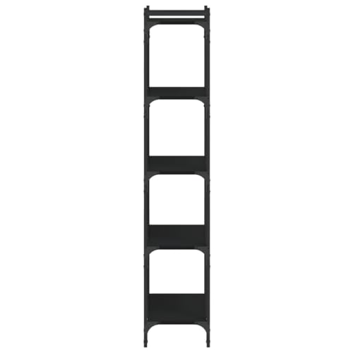 5-Tier Industrial Bookshelf, Modern Metal Frame Bookcase for Home Office, Living Room Storage Rack with Adjustable Feet, Black, 23.6x11.8x60.6 inch - color: Black 8