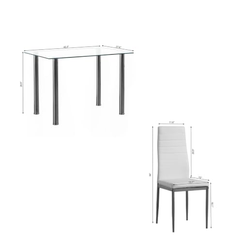 5-Piece Dining Table Set for 4, Table with 4 Chairs, White - color: White, size: Table & Chairs