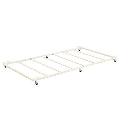 Kings Brand Twin Metal Roll-Out Trundle Bed Frame with Slats, Cream White | Twin Roll-Out Trundle Bed – Provides Extra Sleeping Space for Guests, Kids, and Sleepovers, Fits Neatly Under Most Daybeds - color: Cream White