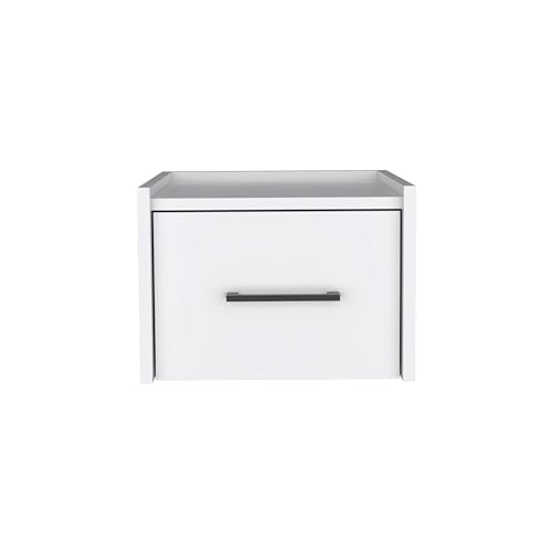 Tuhome Boa Floating Nightstand, Wall-Mounted Bedside Table with 1 Drawer, 13.8" W x 9.8" H Engineered Wood Small Night Stand for Bedroom, White - color: White