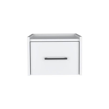 Tuhome Boa Floating Nightstand, Wall-Mounted Bedside Table with 1 Drawer, 13.8" W x 9.8" H Engineered Wood Small Night Stand for Bedroom, White - color: White
