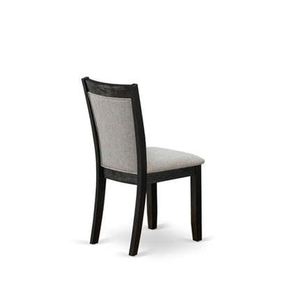 East West Furniture MZC6T06 Monza Parson Chairs - Shitake Linen Fabric Padded Dining Chairs, Set of 2, Wirebrushed Black - color: Mzc6t06