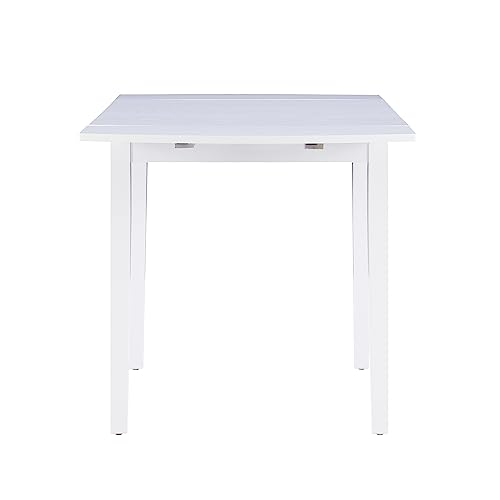 Torino Three Piece Drop Leaf Dining Set in White with Beige Upholstered Seats by Linon - color: White Set