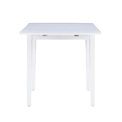 Torino Three Piece Drop Leaf Dining Set in White with Beige Upholstered Seats by Linon - color: White Set