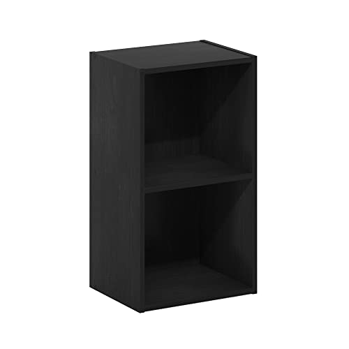 Furinno PASIR Book Shelf, 2-Tier Modern Bookshelf, Open Shelves Bookcase 9 x 12 x 21, Easy Assembly, for Living Room, Bedroom, Home Office, Blackwood - color: Blackwood, size: 2-Tier Cube