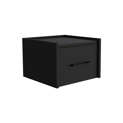 Tuhome Boa Floating Nightstand, Wall-Mounted Bedside Table with 1 Drawer, 13.8" W x 9.8" H Engineered Wood Small Night Stand for Bedroom, White - color: Black