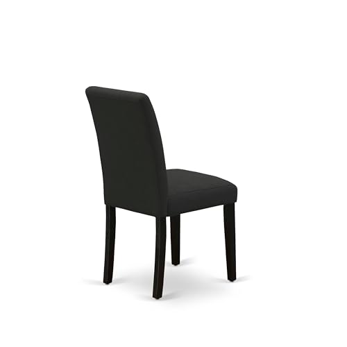 East West Furniture ABP6T24 Abbott Parson Chairs - Black Color Linen Fabric Upholstered Dining Chairs, Set of 2, Wirebrushed Black - color: Abp6t24