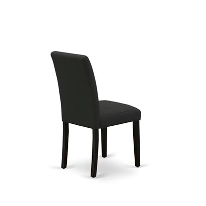 East West Furniture ABP6T24 Abbott Parson Chairs - Black Color Linen Fabric Upholstered Dining Chairs, Set of 2, Wirebrushed Black - color: Abp6t24