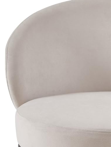 GDFStudio 27" Modern Accent Chair, Comfy Lounge Chair, Velvet Upholstered Chair, Mid Century Modern Armchair with Metal Legs, Solid Wood Frame, Cushion Barrel Side Chair for Living Room Bedroom, Beige - color: Beige + Velvet